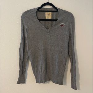 Hollister size S gray long sleeve V neck shirt